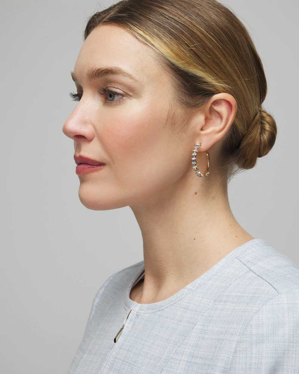 Gold Blue Baguette Hoop Earrings White House Black Market
